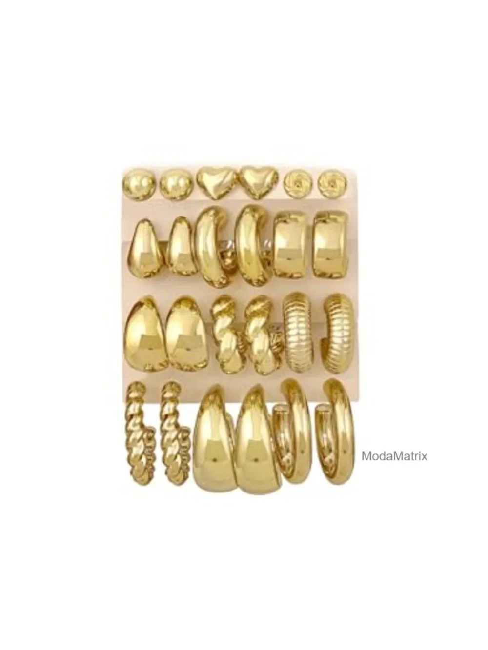 12 Pairs Chunky Gold Hoop Earrings Women Trendy Gold Plated Lightweight